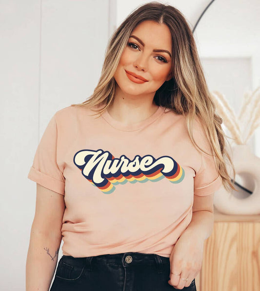 Nurse Multi Color - Retro Nurse T-Shirt
