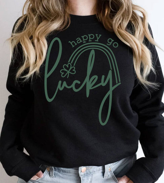 Happy Go Lucky - St. Patrick's Day Shamrock Cute Sweatshirt