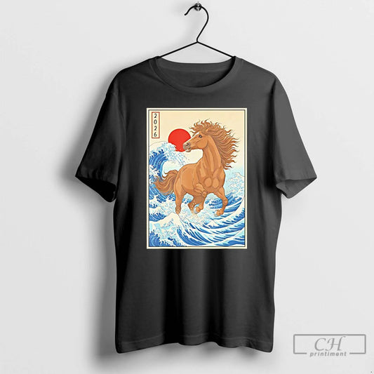 Classic 2026 Year Of The Horse Japanese Wave Art